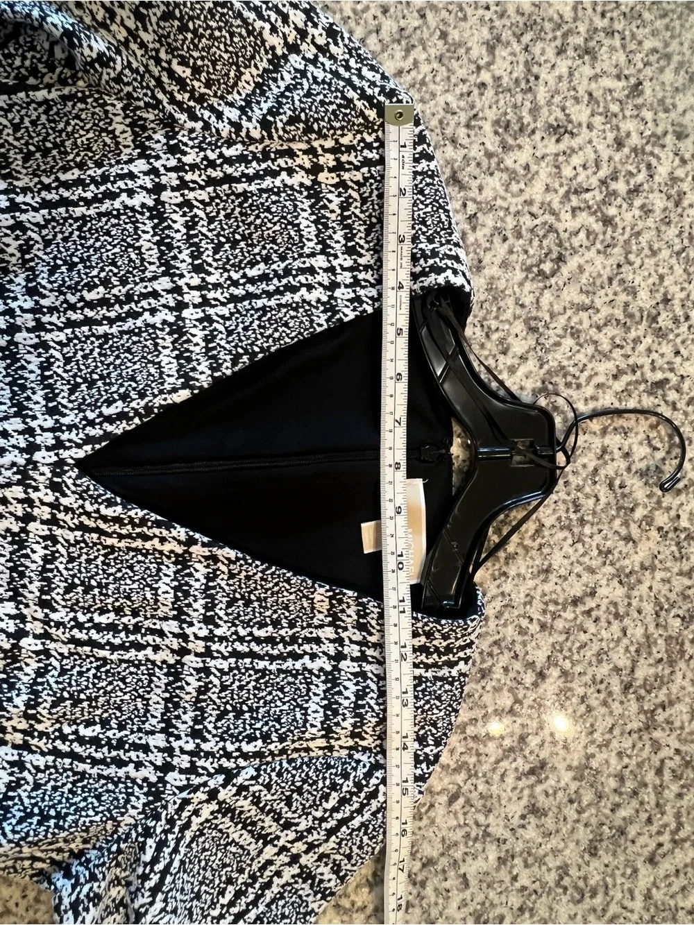 Michael Kors Black & White Plaid V‑Neck Long Sleeve Mini Dress
